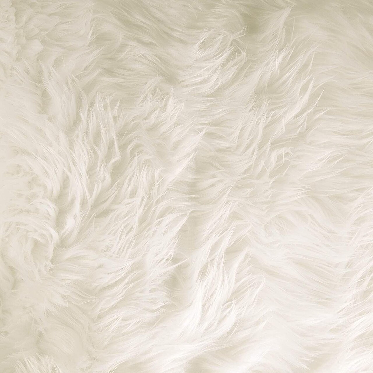 FabricLA Shaggy Faux Fur Fabric - 12&#x22; X 12&#x22; Inches Pre-Cut - Use Fake Fur for DIY Craft, Fashion Accessory, Home Decoration, Hobby - Off White